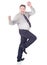 Dancing excited businessman