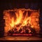 Dancing firelight Flames crackle in a cozy fireplace setting