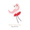 Dancing Flamingo. Happy new year and Merry Christmas greeting card