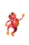 Dancing frog made of red apple