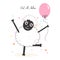 Dancing funny sheep with colorful balloon greeting card. Islamic festival of sacrifice, eid al adha celebration