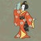 Dancing Geisha ancient Japan classical Japanese woman ancient style of drawing. Beautiful japanese geisha girl