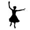 Dancing girl. Ballroom waltz posture. Black silhouette