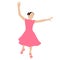 Dancing girl. Ballroom waltz posture. Colored silhouette