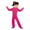 Dancing girl in pink pajama icon, cartoon style