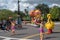 Dancing girls and Big Bird in Sesame Street Party Parade at Seaworld 1
