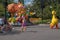 Dancing girls and Big Bird in Sesame Street Party Parade at Seaworld 3.