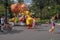 Dancing girls and Big Bird in Sesame Street Party Parade at Seaworld 4.