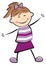 Dancing happy girl, funny vector illustration