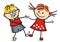 Dancing kids, vector icon, funny illustration