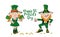 Dancing leprechaun girl and Leprechaun man. Happy St. Patricks Day celebration.