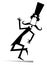 Dancing long mustache man in the top hat isolated illustration