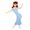 Dancing office woman icon, cartoon style