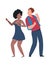 Dancing pair. Cartoon dancers. Cheerful dance characters. Man and woman moving to music. People in disco club. Romantic