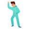 Dancing pajama boy icon, cartoon style