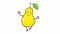 Dancing pear. Delicious ripe yellow fruit. Cartoon character. Animation.