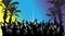 Dancing people on summer beach party silhouette. Vector illustration