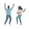 Dancing people. Young black man and young black woman rejoice and dance
