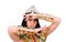 Dancing pharaoh woman wearing a egyptian costume.