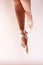 Dancing on pointe ballet shoes