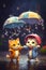 Dancing in the Rain: Two Best Feline Friends in Sparklecore Style