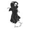 Dancing reaper - silhouette grim - skeleton cartoon - night angel