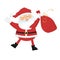 Dancing Santa Claus with sack of gifts