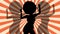 Dancing Silhouette afro woman. Retro rays. Disco. Flat loop animation.