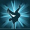 Dancing silhouette, breakdance