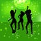 Dancing silhouettes of woman in a nightclub