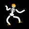 Dancing skeleton isolated. Skull dances street dances