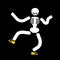 Dancing skeleton isolated. Skull dances street dances