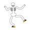 Dancing skeleton isolated. Skull dances street dances