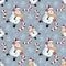 Dancing snowman with Santa hat and candy canes seamless digital pattern