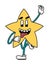 Dancing star character, cheerful personage sticker