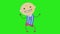 Dancing stick figure boy animation with green screen background.