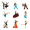 Dancing styles flat icons set