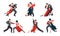 Dancing tango. Steps and poses collection. Vector illustration
