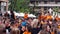 Dancing, traditionally celebrating the end of high, secondary school common Matura on the central square in the Uzice city