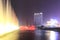 Dancing water fountain in Nanchang at night with thousands of tourists enjoying the scene