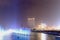 Dancing water fountain in Nanchang at night with thousands of tourists enjoying the scene