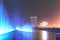 Dancing water fountain in Nanchang at night with thousands of tourists enjoying the scene