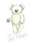 Dancing white plush teddy bear, vector image