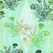 Dandelion flowers, buds and leaves. Graphic arts. Decorative composition. Wallpaper. Use printed materials, signs, posters,