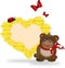 Dandelion heart with small cute bear