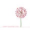 Dandelion with hearts. Happy Valentine`s day greeting card. Lovely romance flower. Congratulation with Love. Vector