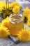 Dandelion honey in a jar