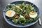 Dandelion salad with bacon and egg