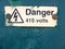 Danger 415 volts sign on box uk