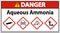 Danger Aqueous Ammonia GHS Sign On White Background